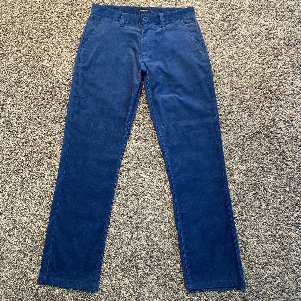 Brixton Choice Corduroy Pants Mens 30/30 Blue Regular Fit Straight Leg Skater